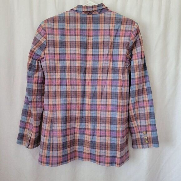 Doncaster Blazer Cotton Lycra Plaid jacket waffle shoulder pads vintage Size 12 - Picture 2 of 13